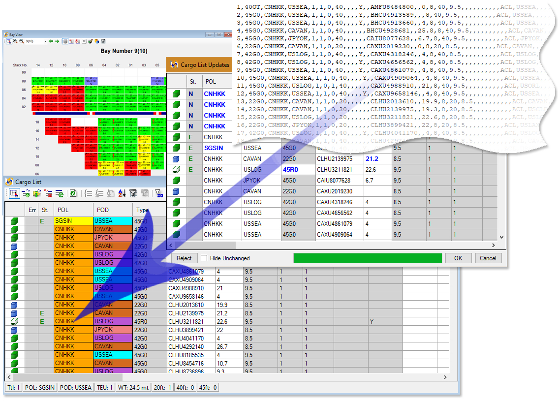Importing and synchronizing cargo list in SimpleStow